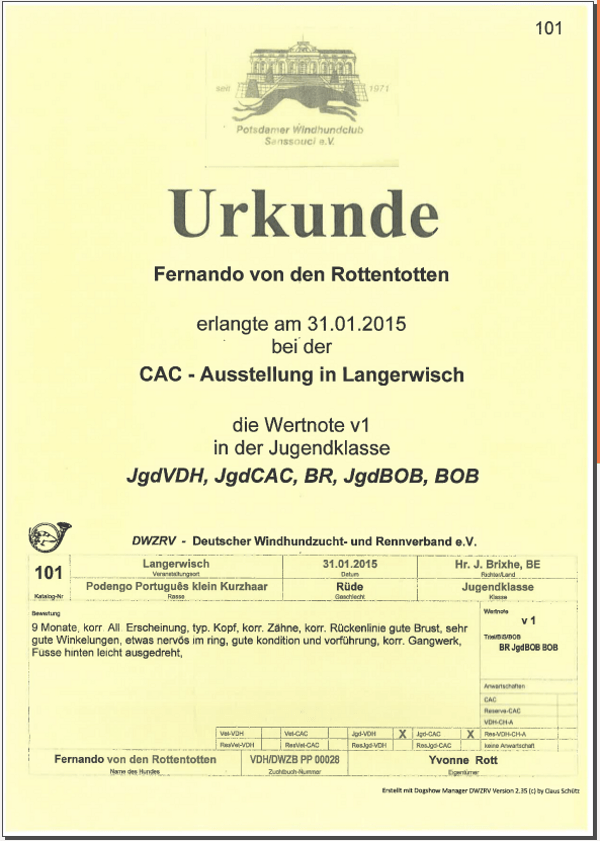 Urkunde Fernando 31.1.2015