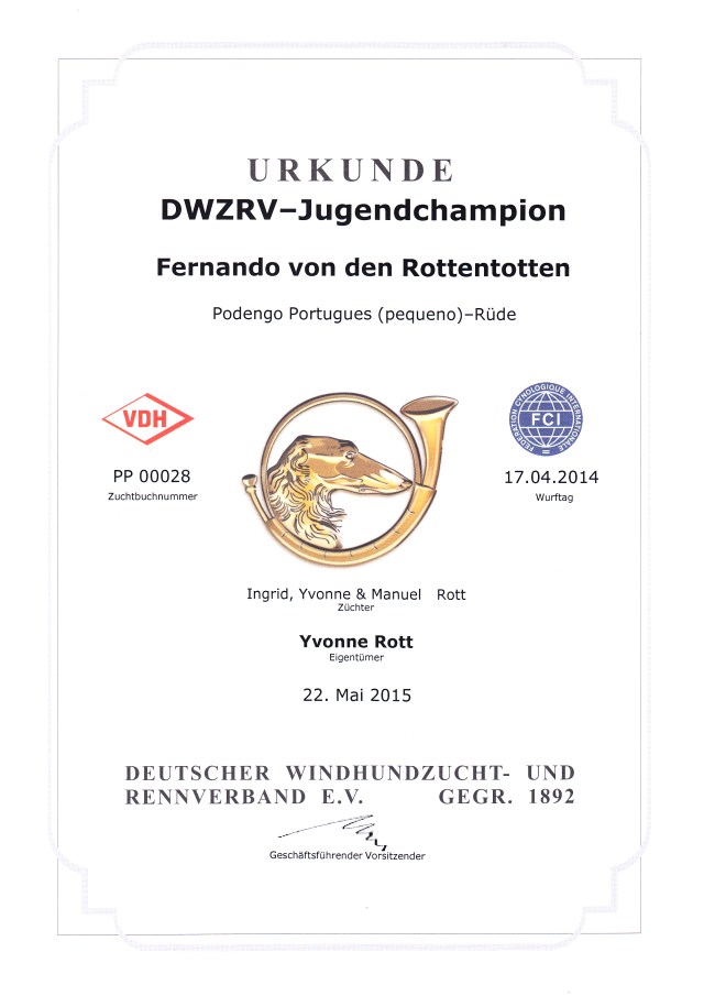 Jg.Ch. DWZRV Urkunde